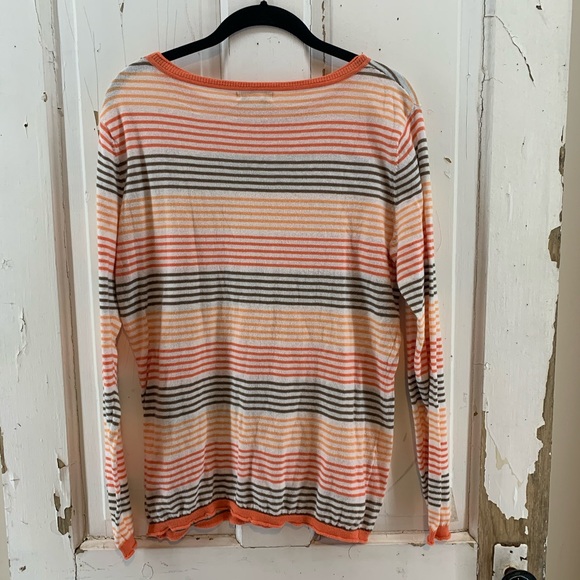 Guided Series Coral Grey Yellow Striped Sweater - Picture 6 of 7